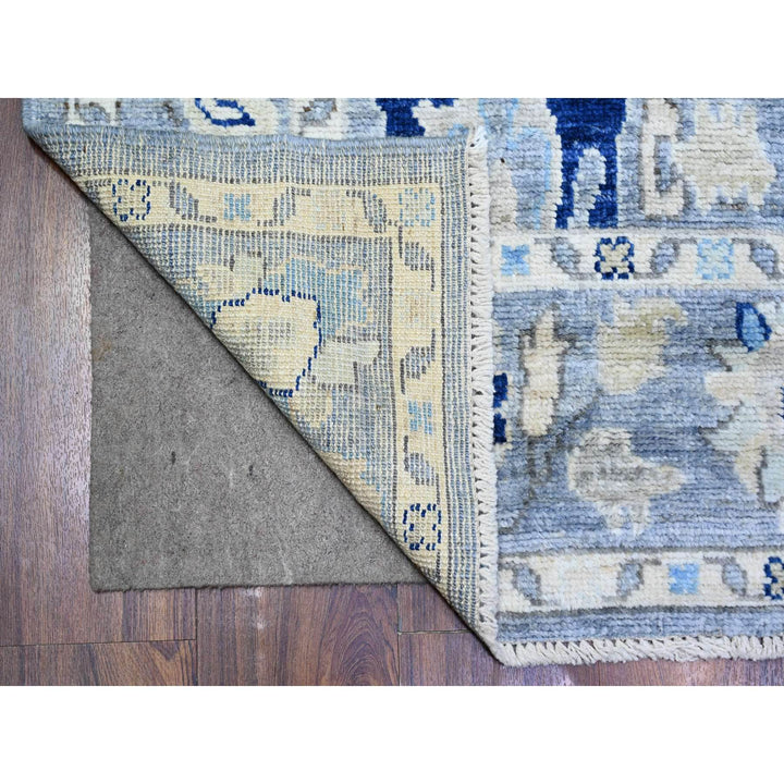 4'2" x 9'5" New Hand Knotted Blue Wool Runner Oriental Rug - MOA10273414