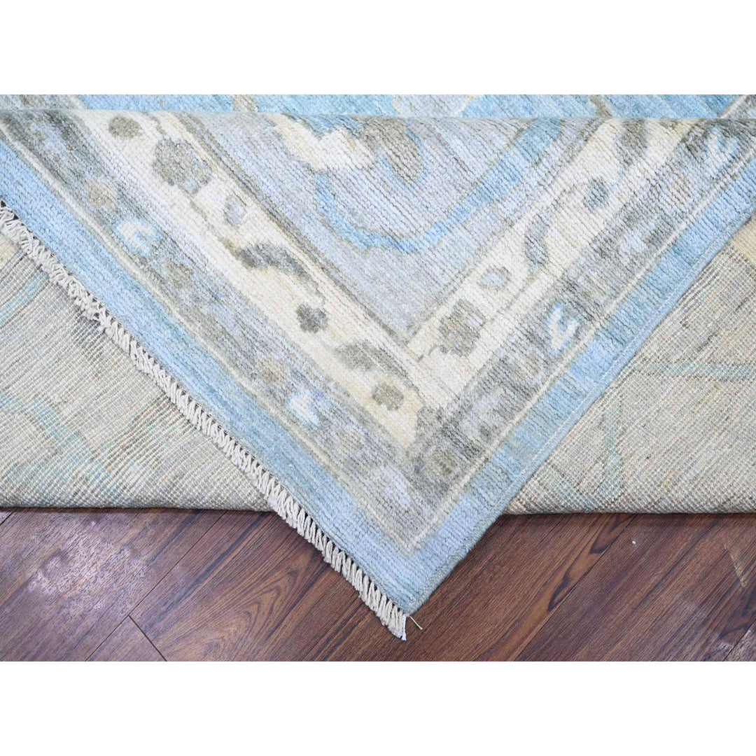 12'1" x 14'10" New Hand Knotted Blue Wool Rectangle Oriental Rug - MOA10273457