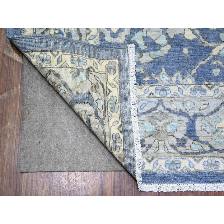 6'2" x 8'10" New Hand Knotted Blue Wool Rectangle Oriental Rug - MOA10273483