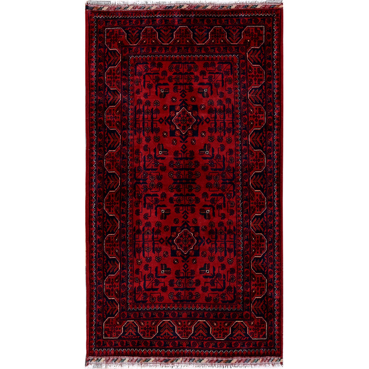 2'9" x 4'11" New Hand Knotted Red Wool Rectangle Oriental Rug - MOA102734