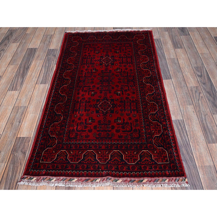 2'9" x 4'11" New Hand Knotted Red Wool Rectangle Oriental Rug - MOA102734