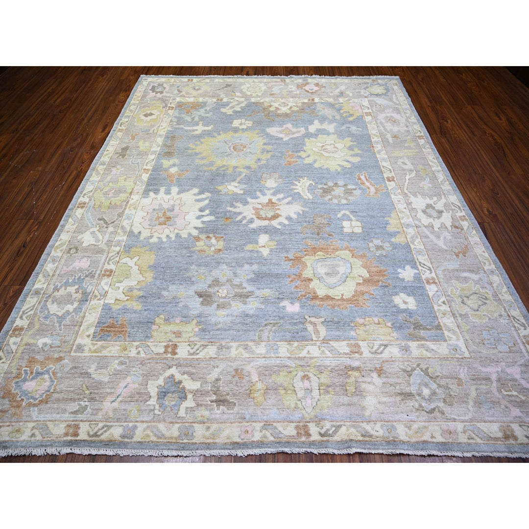 8'1" x 10'0" New Hand Knotted Blue Wool Rectangle Oriental Rug - MOA10273575