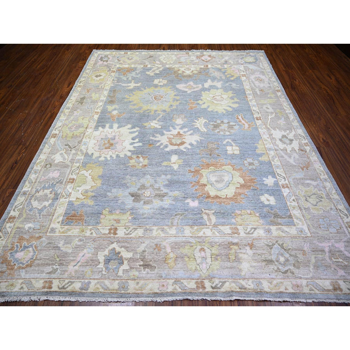 8'1" x 10'0" New Hand Knotted Blue Wool Rectangle Oriental Rug - MOA10273575