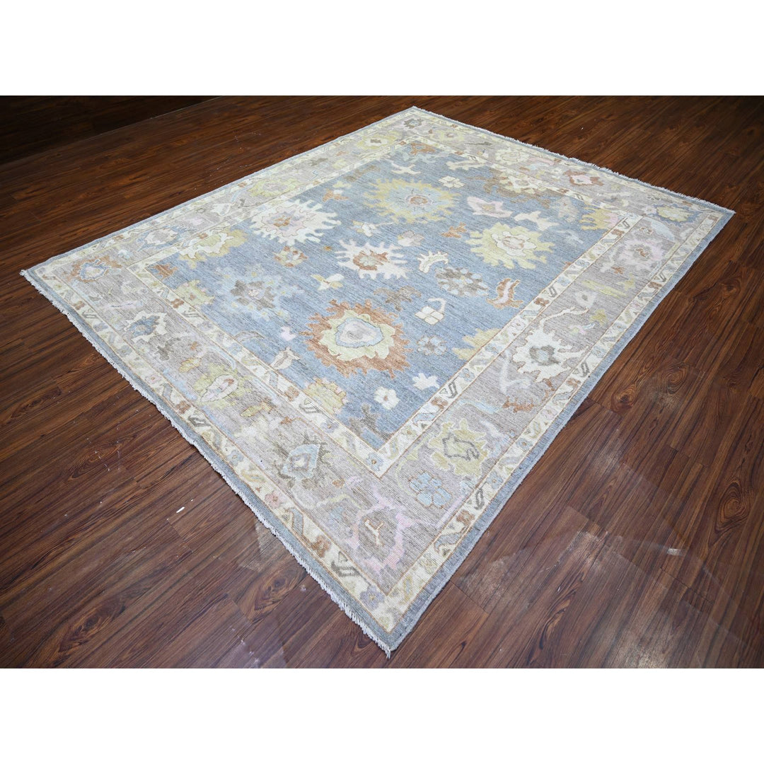 8'1" x 10'0" New Hand Knotted Blue Wool Rectangle Oriental Rug - MOA10273575