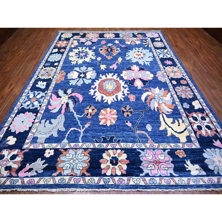 9'0" x 11'7" New Hand Knotted Blue Wool Rectangle Oriental Rug - MOA10273579