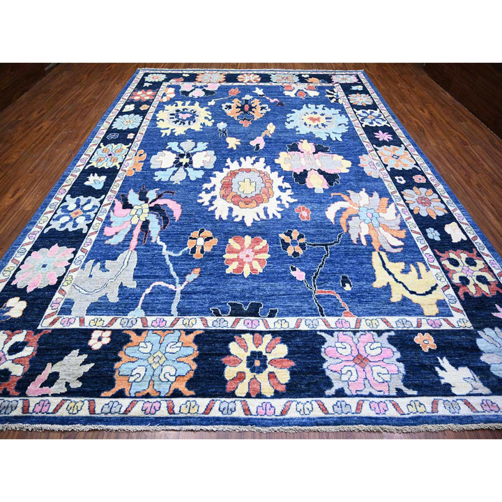 10'0" x 13'9" New Hand Knotted Blue Wool Rectangle Oriental Rug - MOA10273583