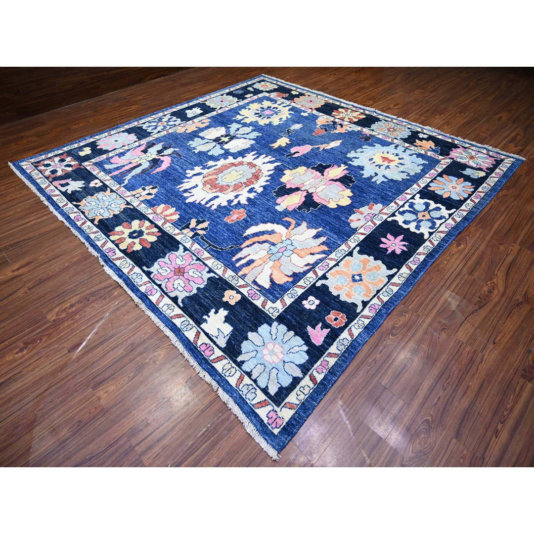 10'2" x 10'0" New Hand Knotted Blue Wool Square Oriental Rug - MOA10273587