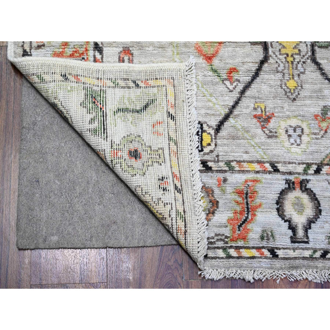 4'0" x 9'10" New Hand Knotted Grey Wool Runner Oriental Rug - MOA10273588