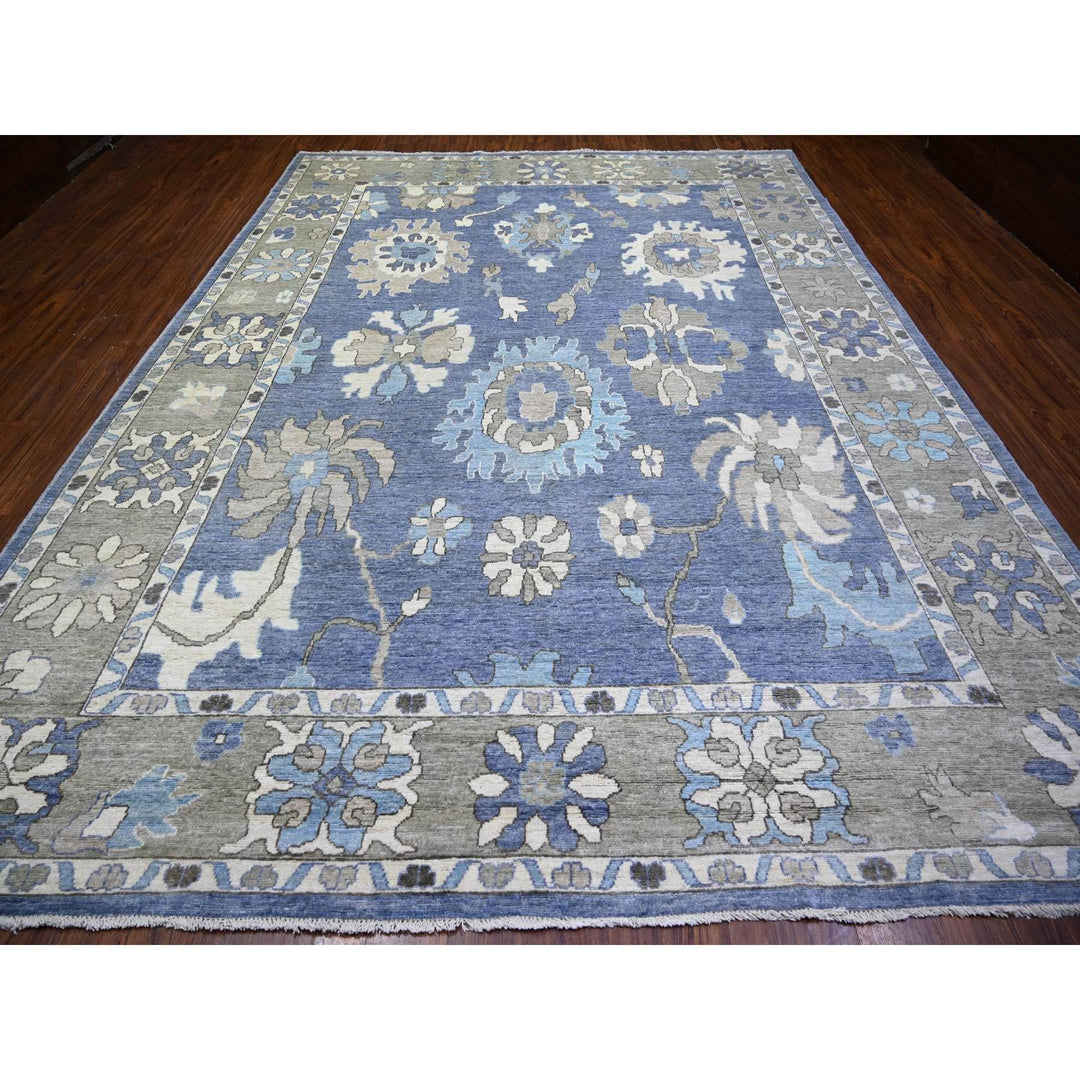 10'0" x 13'4" New Hand Knotted Blue Wool Rectangle Oriental Rug - MOA10273589