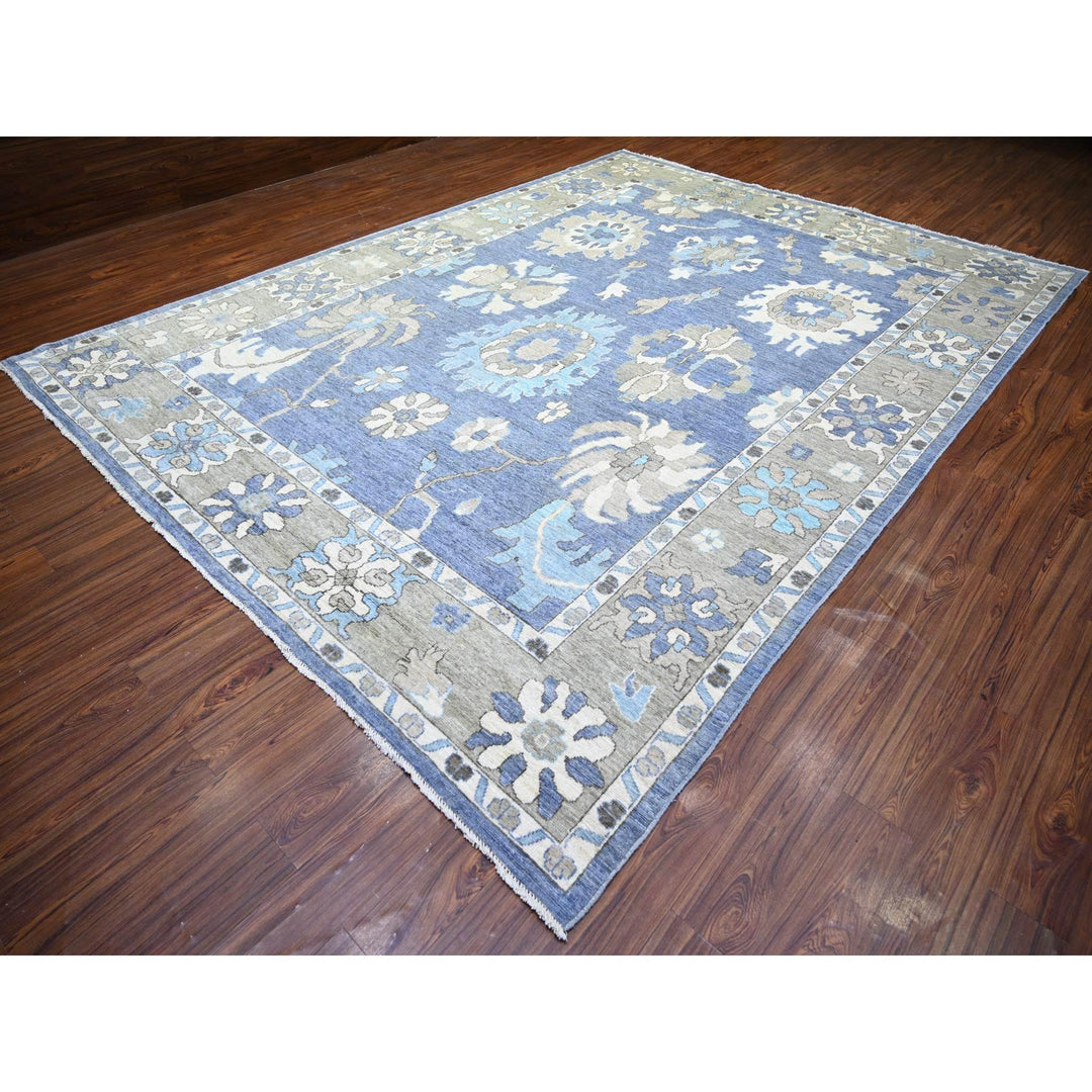 10'0" x 13'4" New Hand Knotted Blue Wool Rectangle Oriental Rug - MOA10273589