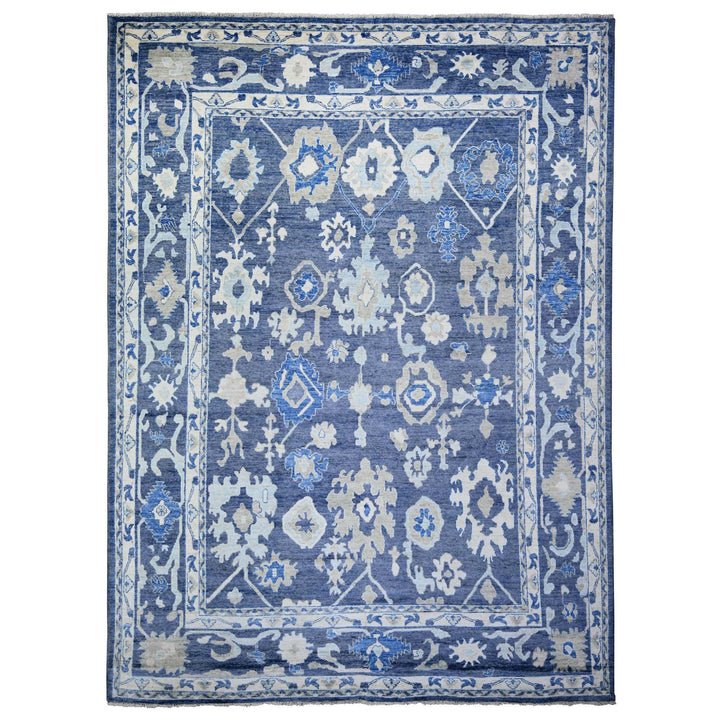 10'2" x 13'7" New Hand Knotted Blue Wool Rectangle Oriental Rug - MOA10273590