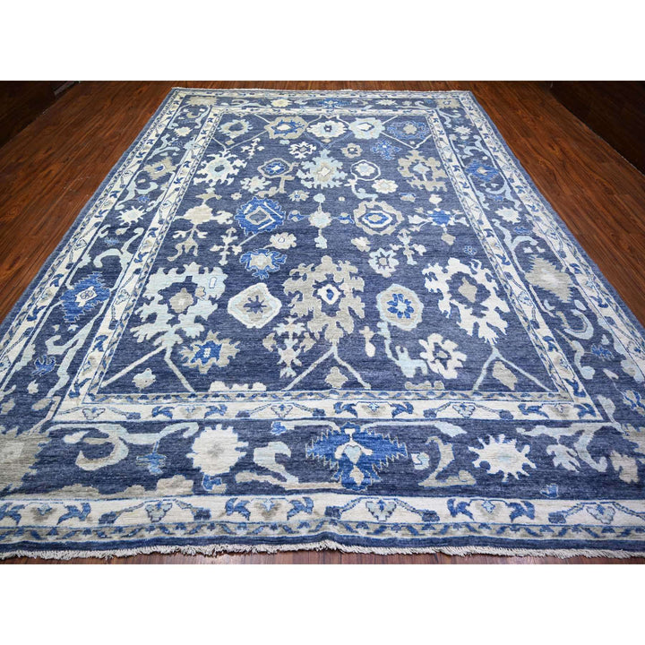 10'2" x 13'7" New Hand Knotted Blue Wool Rectangle Oriental Rug - MOA10273590