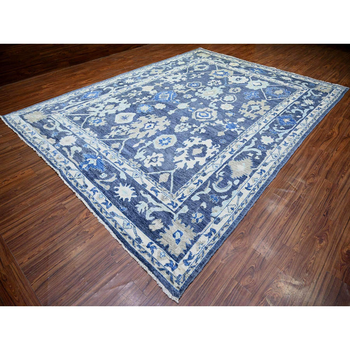 10'2" x 13'7" New Hand Knotted Blue Wool Rectangle Oriental Rug - MOA10273590