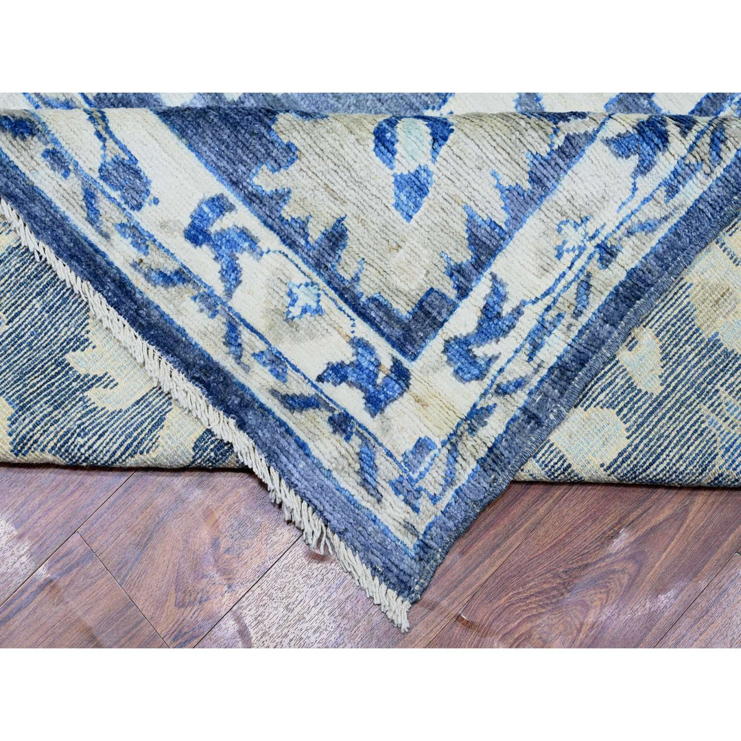 10'2" x 13'7" New Hand Knotted Blue Wool Rectangle Oriental Rug - MOA10273590