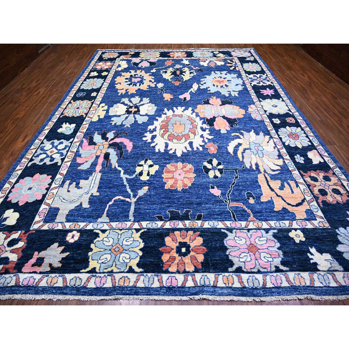 10'0" x 13'9" New Hand Knotted Blue Wool Rectangle Oriental Rug - MOA10273596