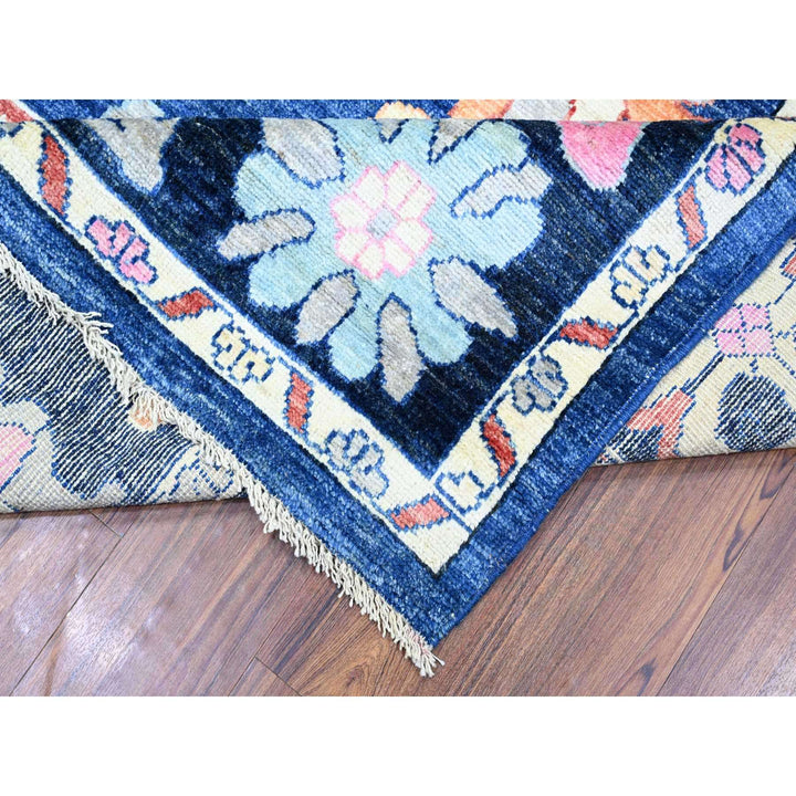 9'2" x 11'7" New Hand Knotted Blue Wool Rectangle Oriental Rug - MOA10273600