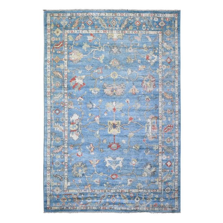 6'0" x 8'9" New Hand Knotted Blue Wool Rectangle Oriental Rug - MOA10273604