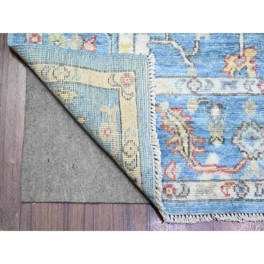 6'0" x 8'9" New Hand Knotted Blue Wool Rectangle Oriental Rug - MOA10273604