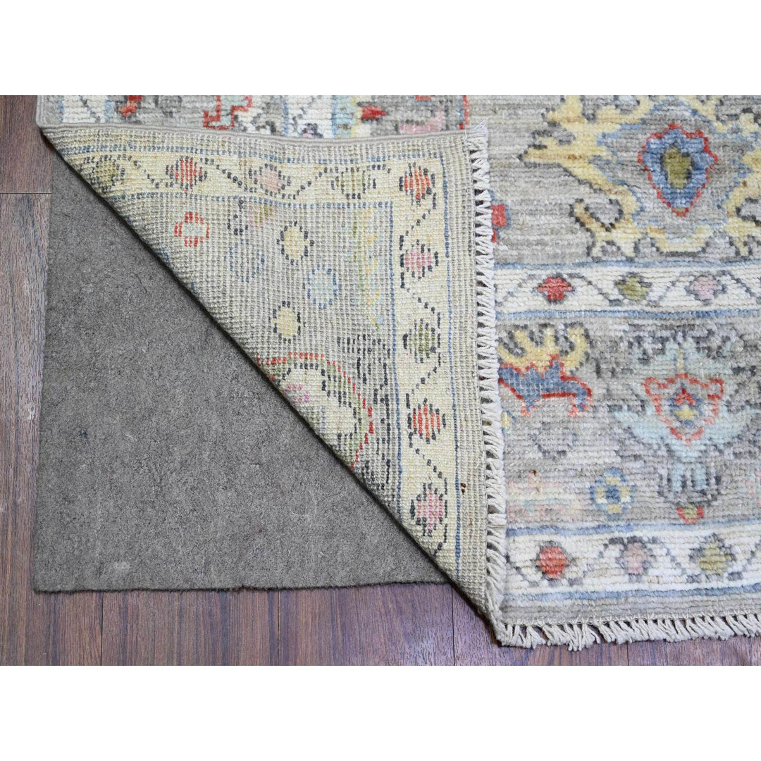 6'1" x 9'0" New Hand Knotted Grey Wool Rectangle Oriental Rug - MOA10273611