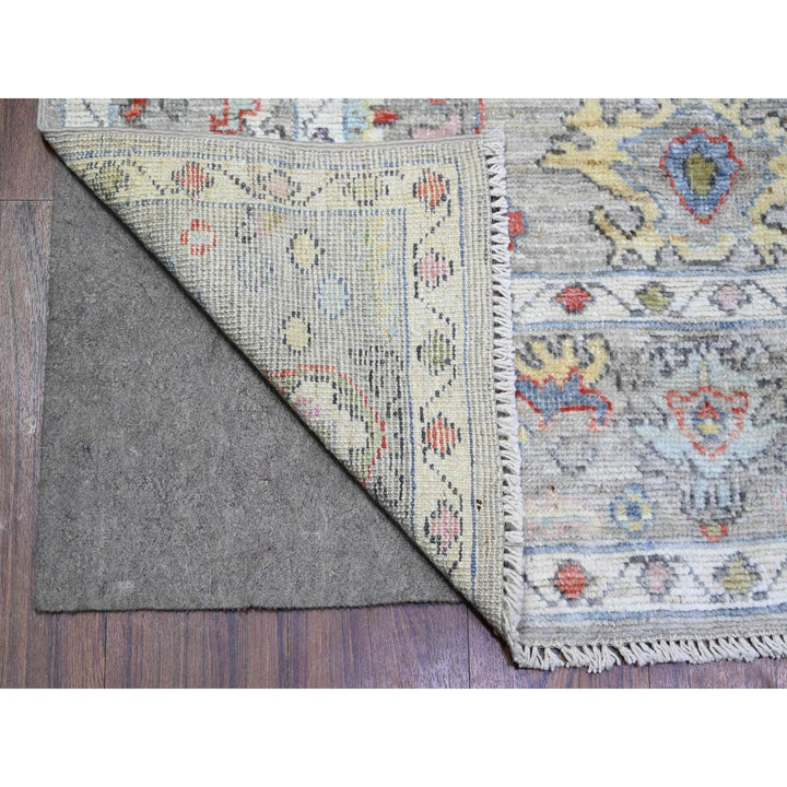 6'1" x 9'0" New Hand Knotted Grey Wool Rectangle Oriental Rug - MOA10273611