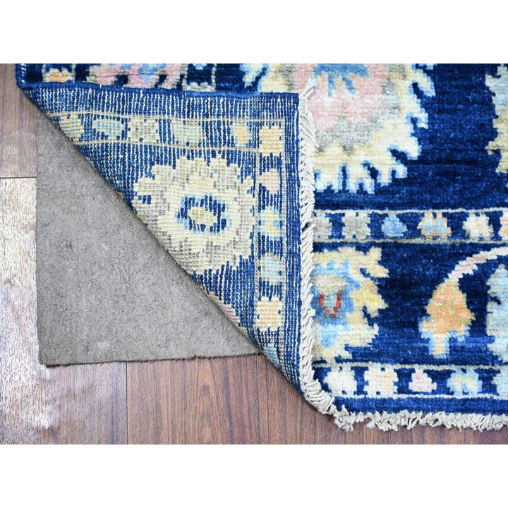 4'1" x 5'9" New Hand Knotted Blue Wool Rectangle Oriental Rug - MOA10273625