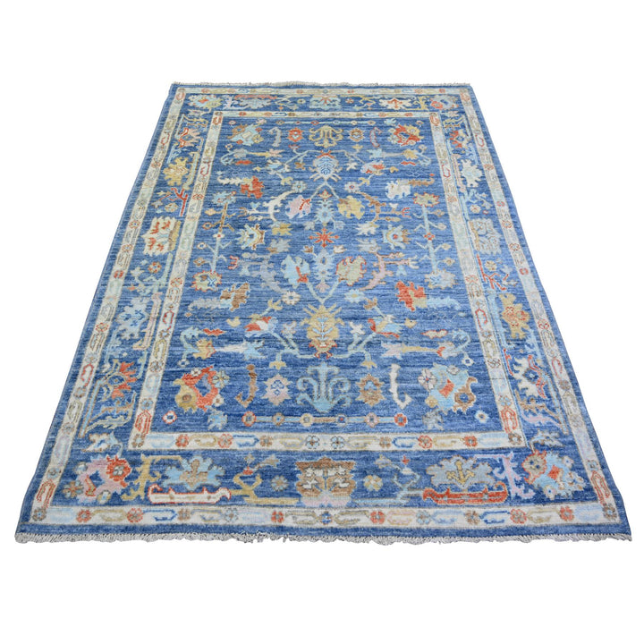 5'1" x 6'9" New Hand Knotted Blue Wool Rectangle Oriental Rug - MOA10273638