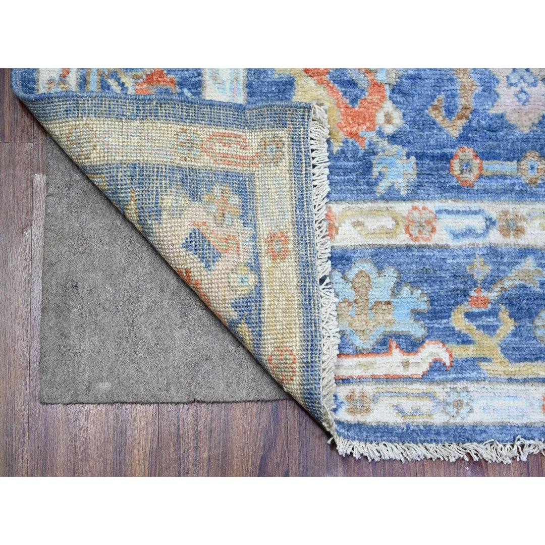 5'1" x 6'9" New Hand Knotted Blue Wool Rectangle Oriental Rug - MOA10273638