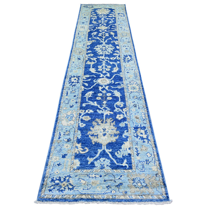 2'9" x 12'0" New Hand Knotted Blue Wool Runner Oriental Rug - MOA10273650