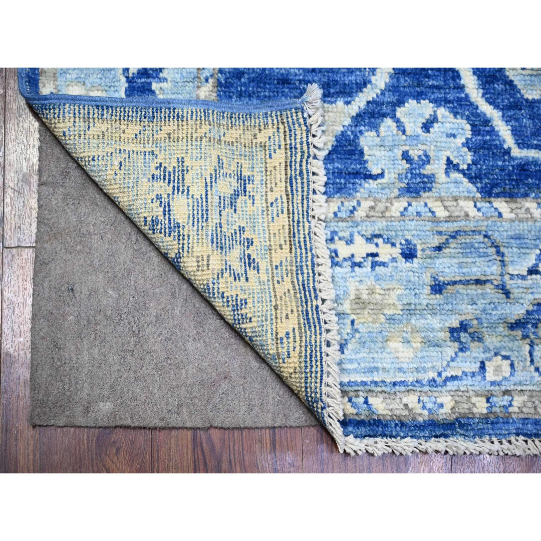 2'9" x 12'0" New Hand Knotted Blue Wool Runner Oriental Rug - MOA10273650