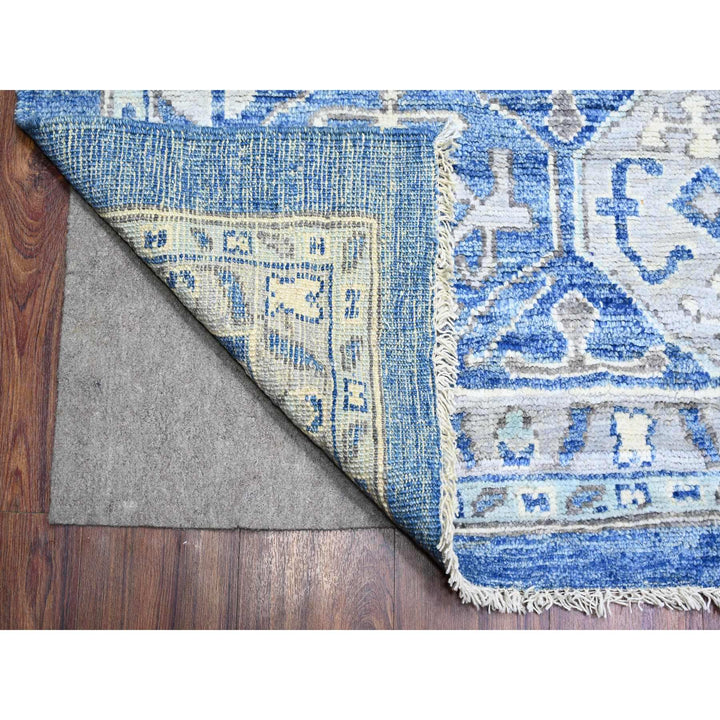 11'9" x 15'1" New Hand Knotted Blue Wool Rectangle Oriental Rug - MOA10273666