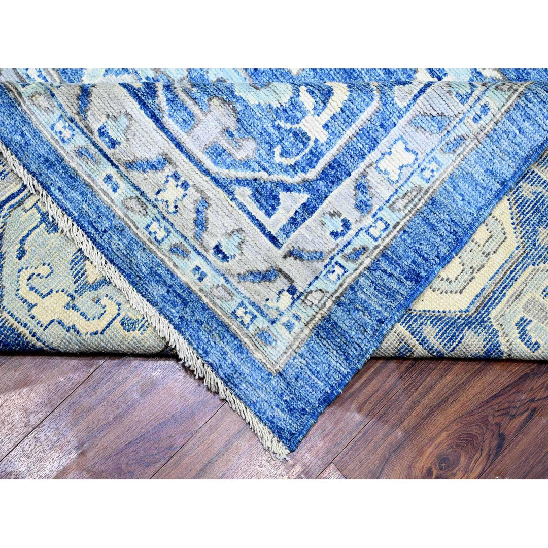 11'9" x 15'1" New Hand Knotted Blue Wool Rectangle Oriental Rug - MOA10273666