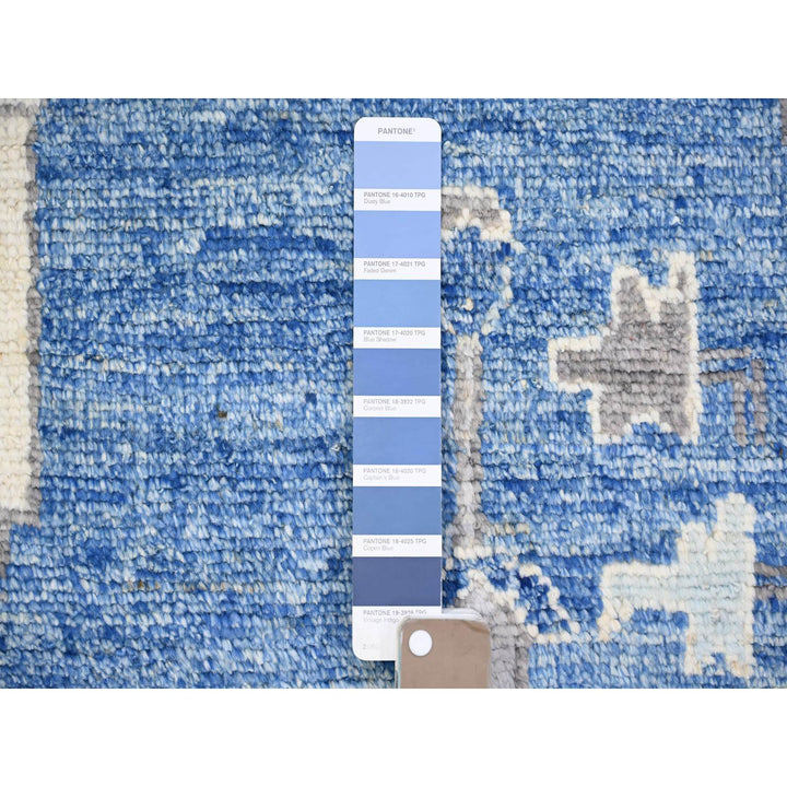 11'9" x 15'1" New Hand Knotted Blue Wool Rectangle Oriental Rug - MOA10273666