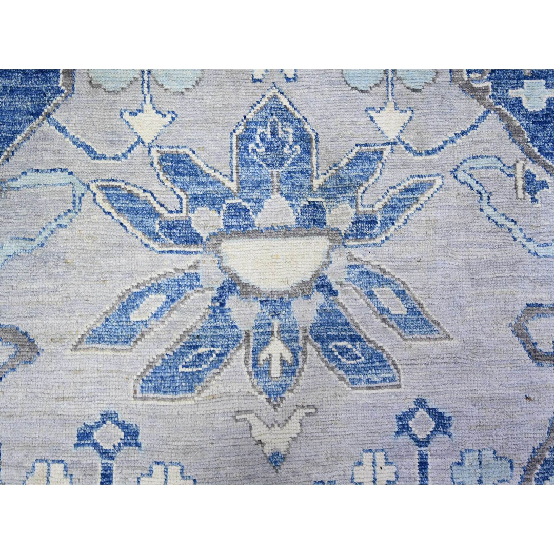 11'9" x 15'1" New Hand Knotted Blue Wool Rectangle Oriental Rug - MOA10273666