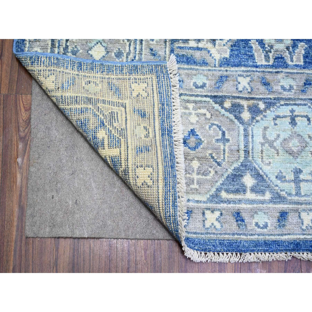 8'0" x 10'1" New Hand Knotted Blue Wool Rectangle Oriental Rug - MOA10273669