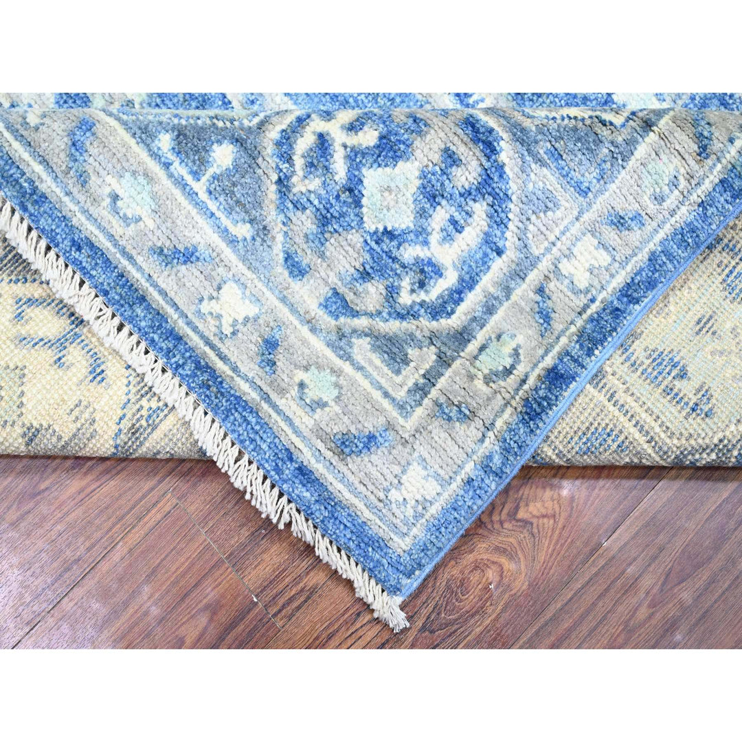 8'0" x 10'1" New Hand Knotted Blue Wool Rectangle Oriental Rug - MOA10273669