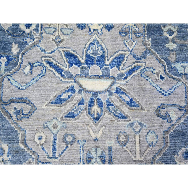 8'0" x 10'1" New Hand Knotted Blue Wool Rectangle Oriental Rug - MOA10273669