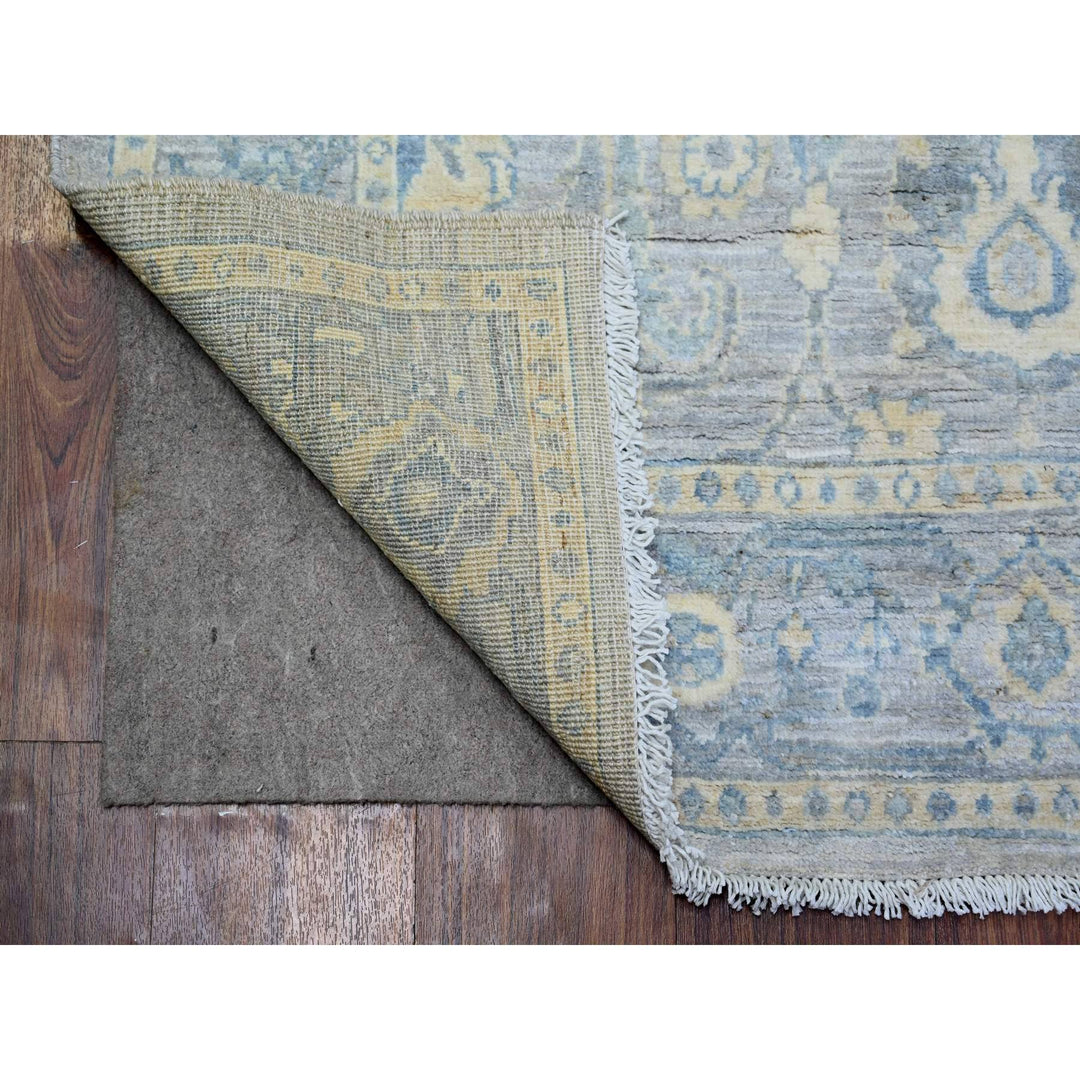 4'0" x 10'0" New Hand Knotted Grey Wool Runner Oriental Rug - MOA10273682