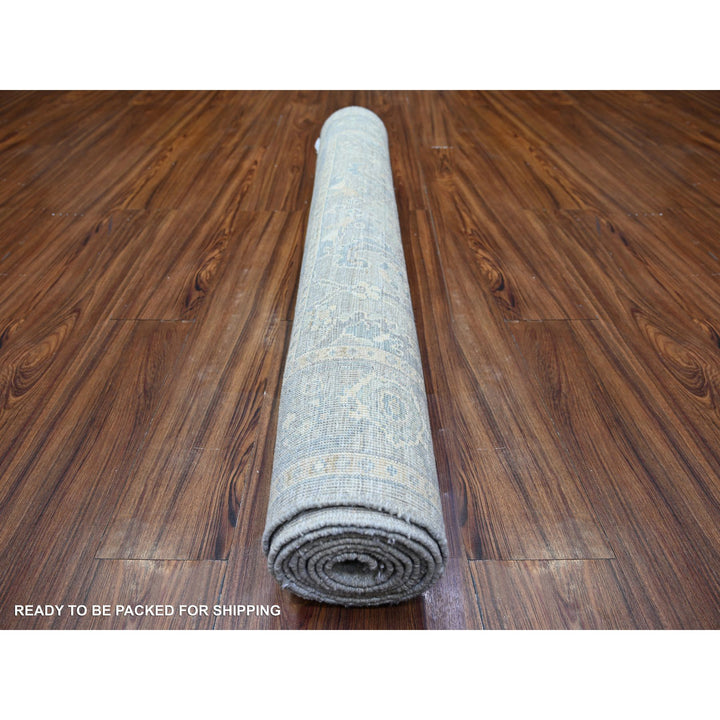 4'0" x 10'0" New Hand Knotted Grey Wool Runner Oriental Rug - MOA10273682