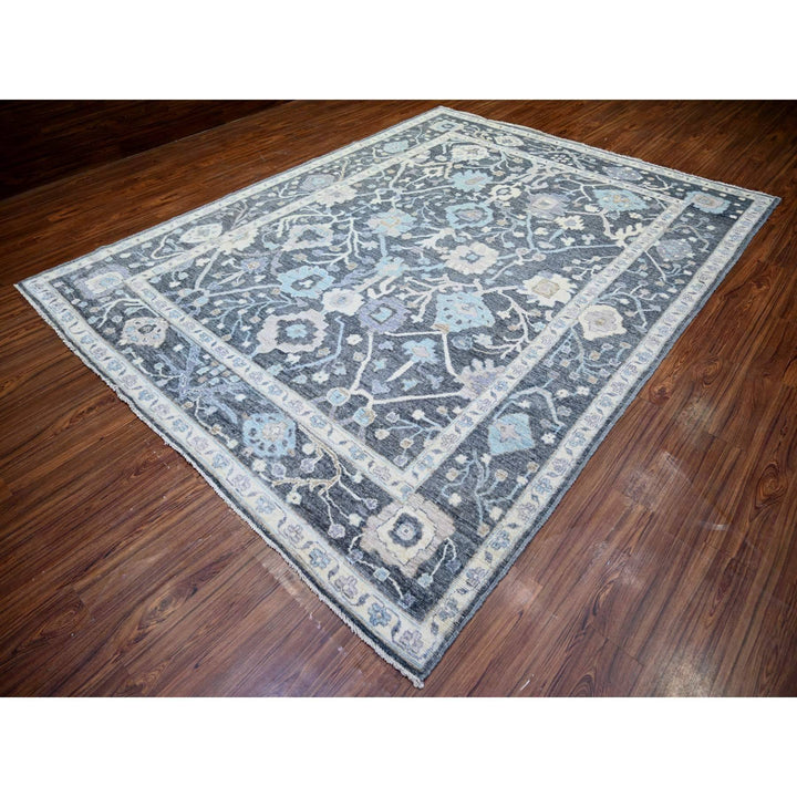 9'0" x 11'8" New Hand Knotted Grey Wool Rectangle Oriental Rug - MOA10273698