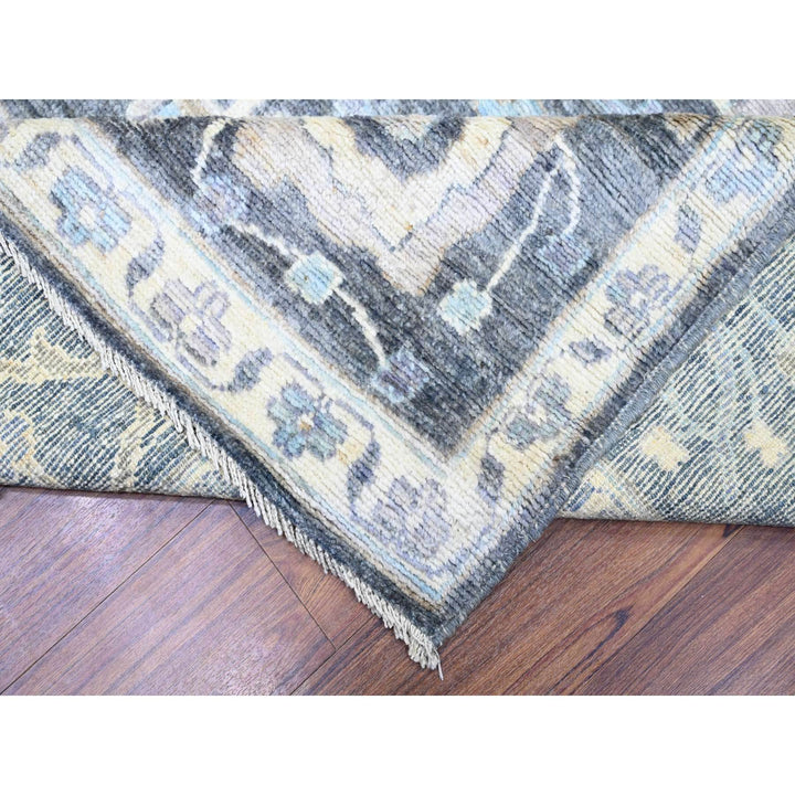 9'0" x 11'8" New Hand Knotted Grey Wool Rectangle Oriental Rug - MOA10273698