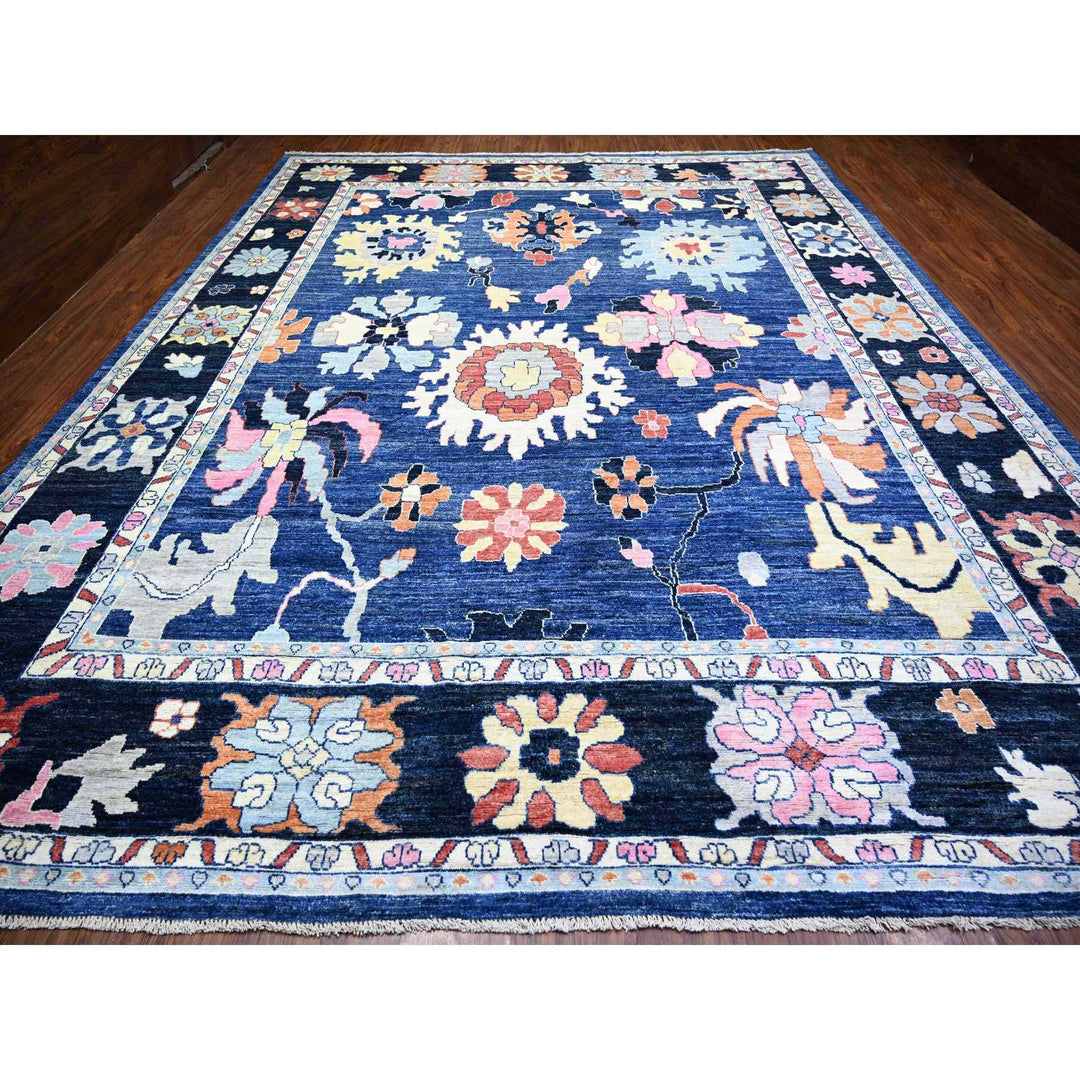 12'0" x 15'2" New Hand Knotted Blue Wool Rectangle Oriental Rug - MOA10273701