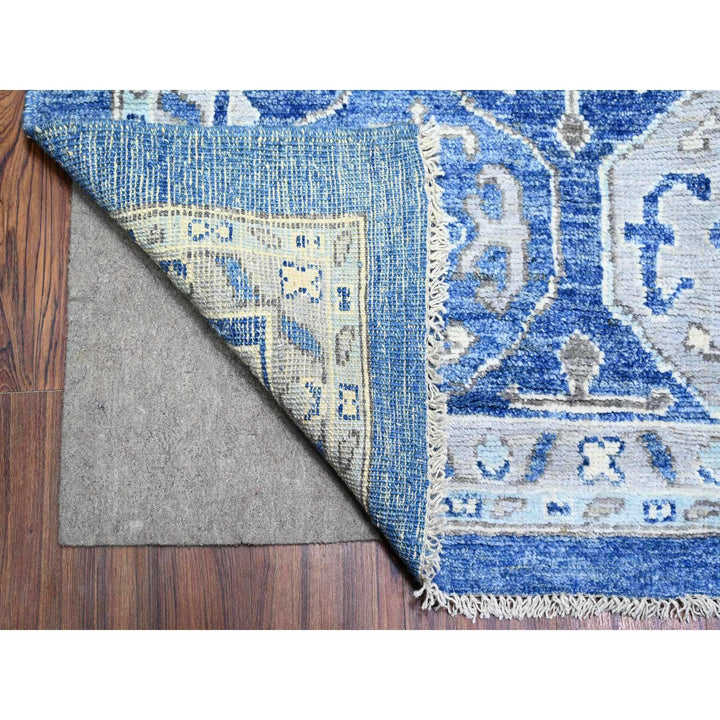 11'10" x 15'1" New Hand Knotted Blue Wool Rectangle Oriental Rug - MOA10273708