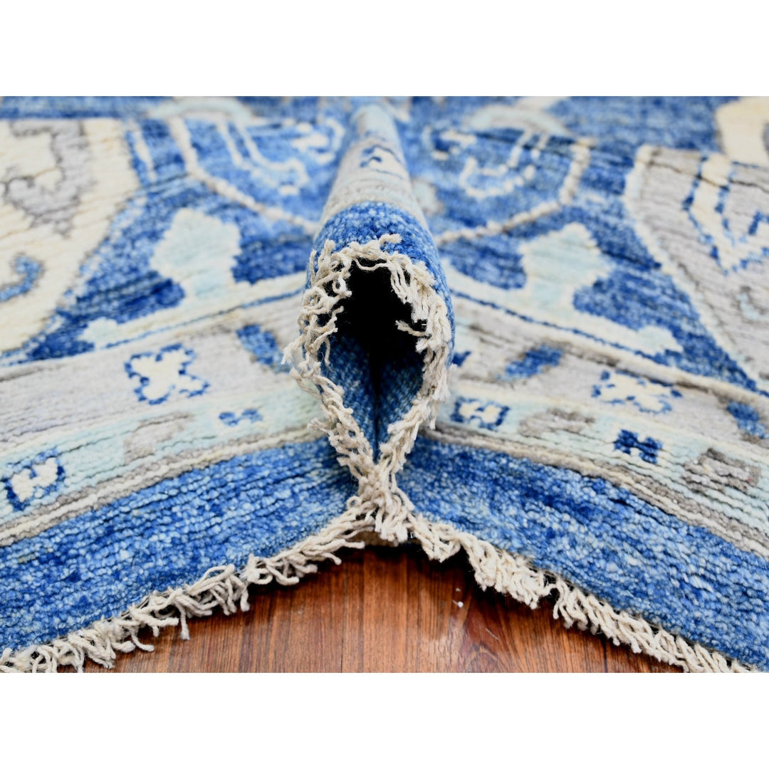 11'10" x 15'1" New Hand Knotted Blue Wool Rectangle Oriental Rug - MOA10273708