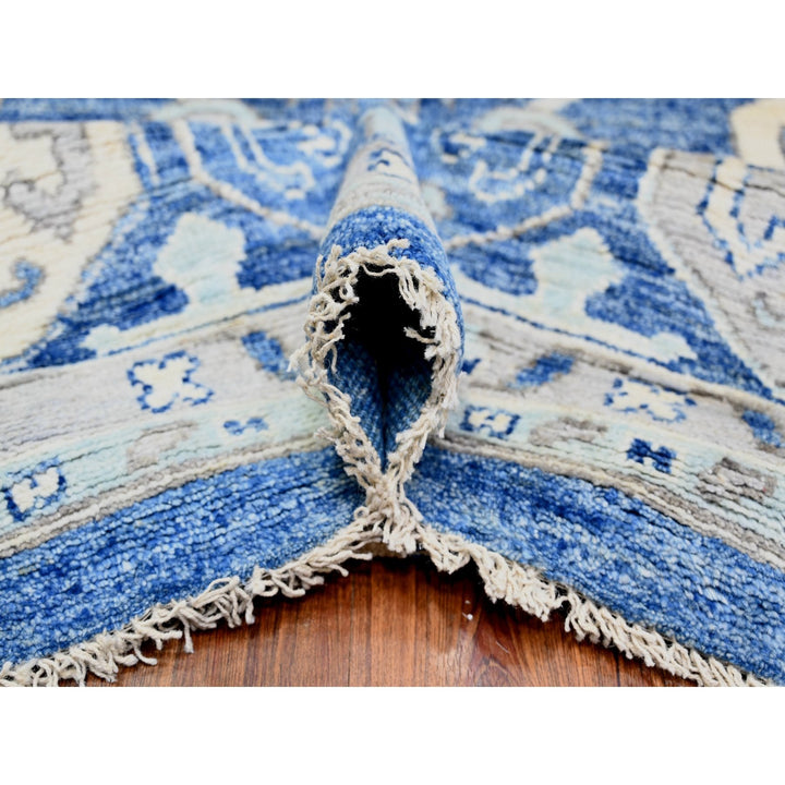 11'10" x 15'1" New Hand Knotted Blue Wool Rectangle Oriental Rug - MOA10273708