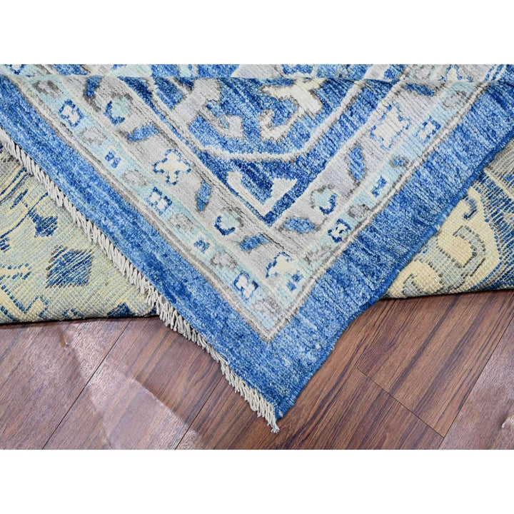 11'10" x 15'1" New Hand Knotted Blue Wool Rectangle Oriental Rug - MOA10273708