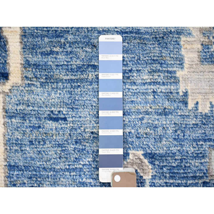 11'10" x 15'1" New Hand Knotted Blue Wool Rectangle Oriental Rug - MOA10273708