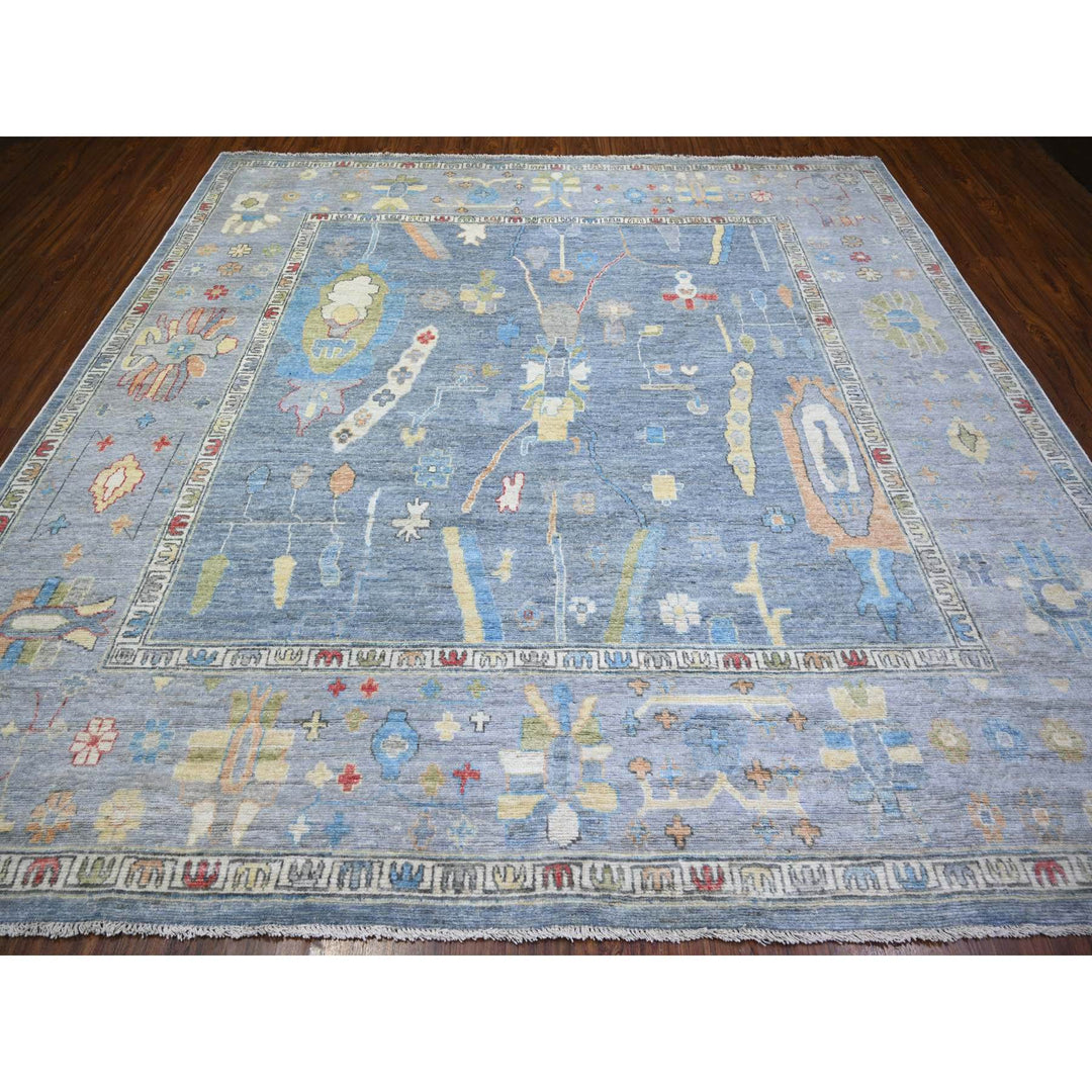 10'0" x 9'8" New Hand Knotted Blue Wool Square Oriental Rug - MOA10273713