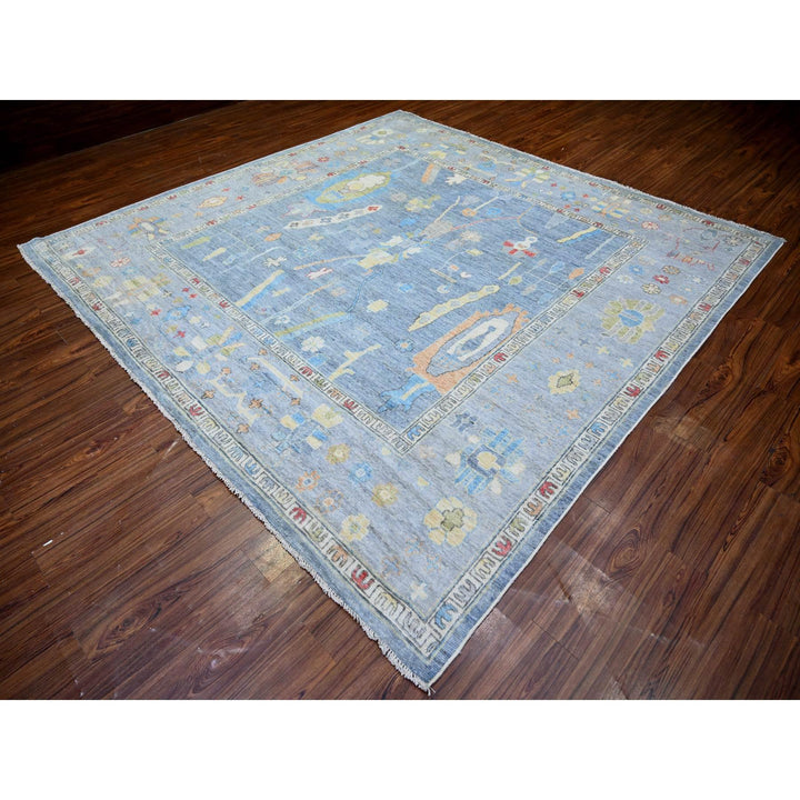 10'0" x 9'8" New Hand Knotted Blue Wool Square Oriental Rug - MOA10273713