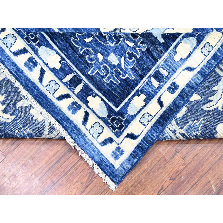 11'8" x 14'4" New Hand Knotted Blue Wool Rectangle Oriental Rug - MOA10273716