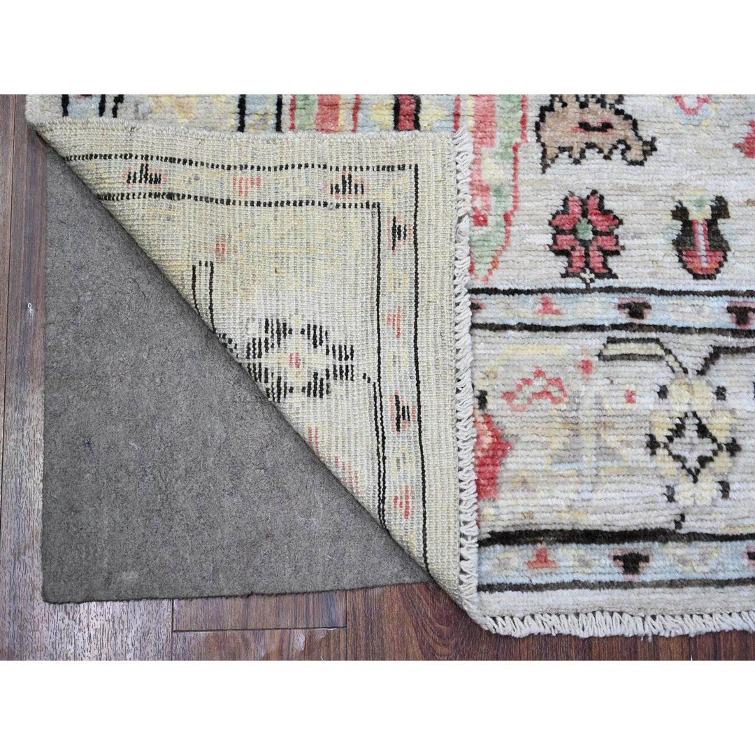 4'1" x 6'1" New Hand Knotted Grey Wool Rectangle Oriental Rug - MOA10273747